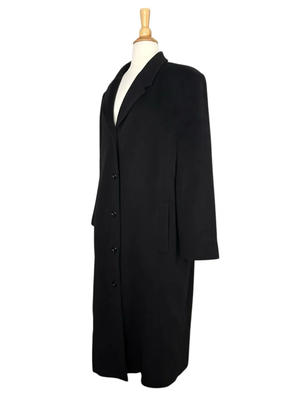 L.L.Bean Wool Cashmere Overcoat Black Long Minimalist Classic Quiet Luxury 2X - Picture 7 of 15